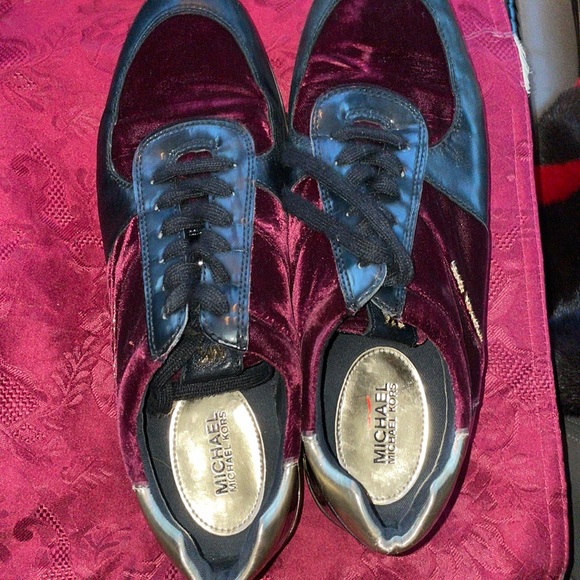 Michael Kors Allie rap sneakers Plum velvet - Picture 1 of 4